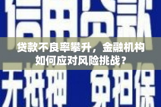 阎良贷款不良率攀升，金融机构如何应对风险挑战？
